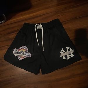 icon Yankees black Mesh shorts with WORLD SERIES logo